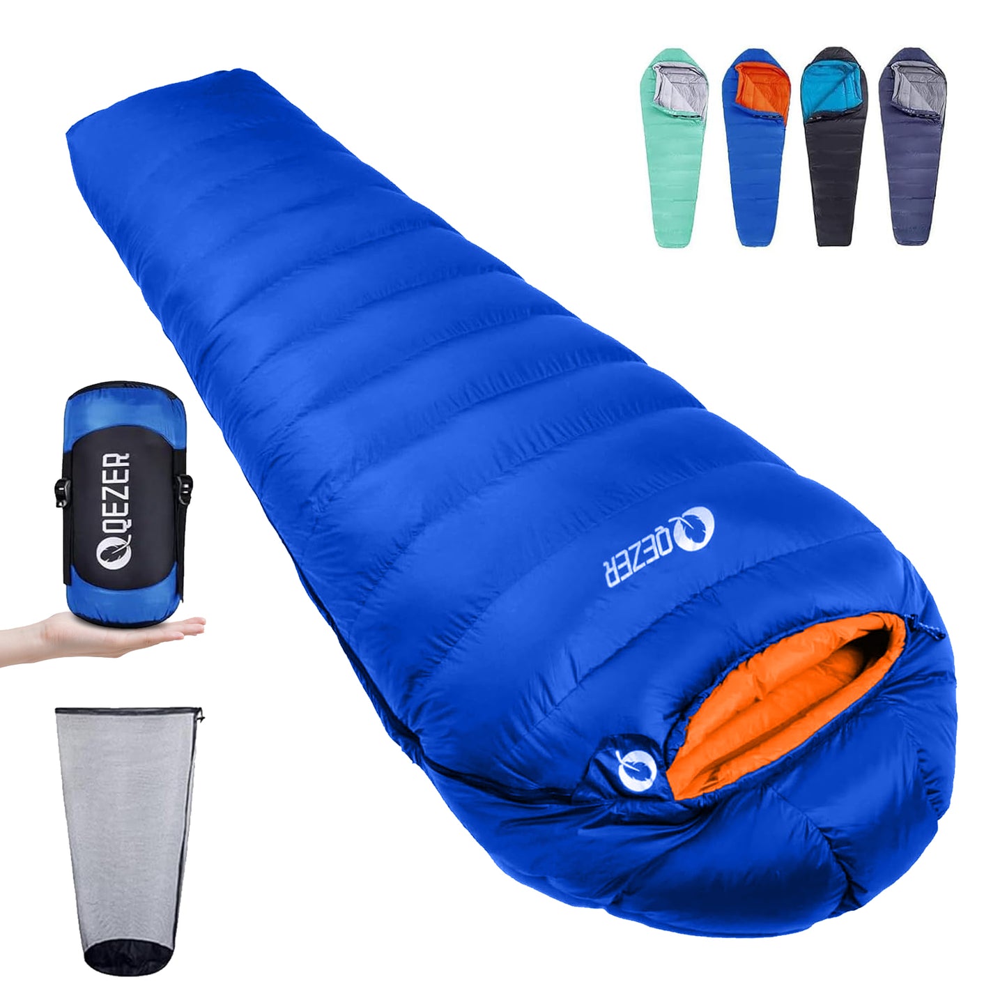 QEZER Mummy Down Sleeping Bag | Multi-Temperature Camping Backpacking Sleeping Bag