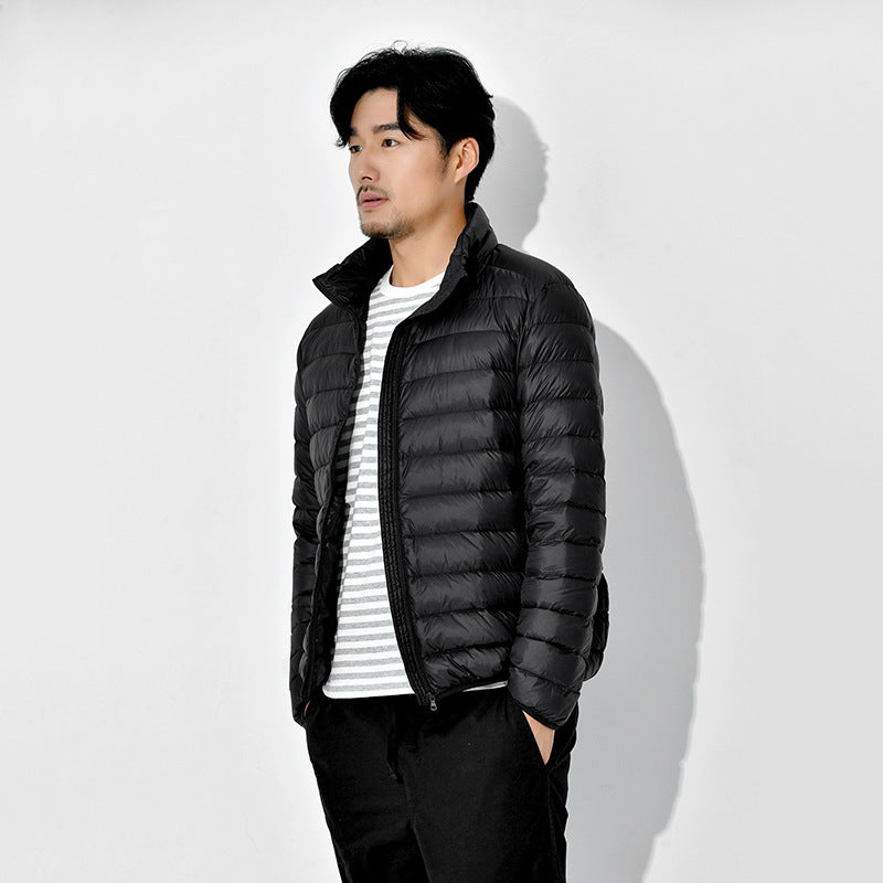 QEZER Men's Down Jacket Reversible Puffer Coat Packable Warm Insulation & Ultra Light Weight