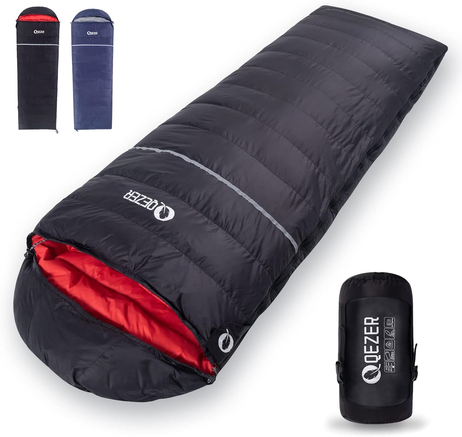 QEZER Down Sleeping Bag For Adults | Ultralight Sleeping Bag For Hiking