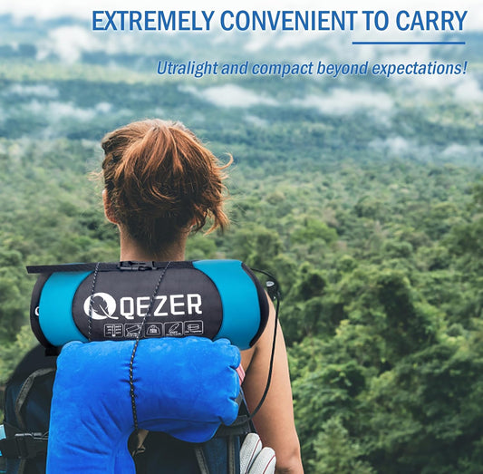 QEZER Summer Rectangular Down Sleeping Bag | 600+FP Duck Down Camping Sleeping Bag
