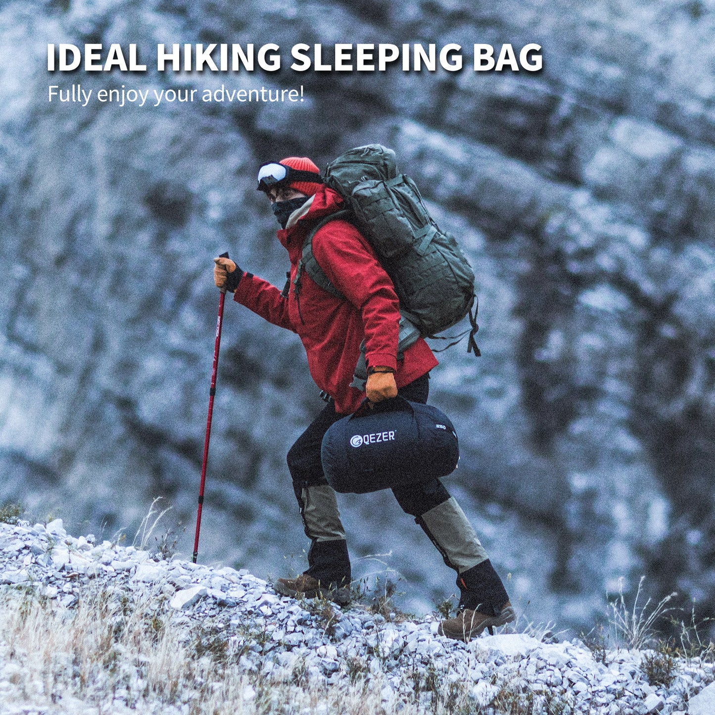 QEZER QDM-1800H Winter Down Sleeping Bag | 1800g Duck Down Extreme Cold Weather Sleeping Bag