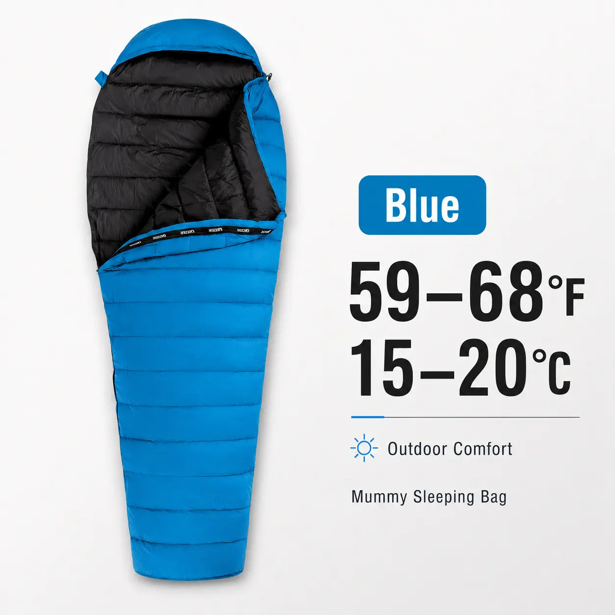 QEZER Ultralight Down Mummy Sleeping Bag | 600FP Duck Down Camping Sleeping Bag