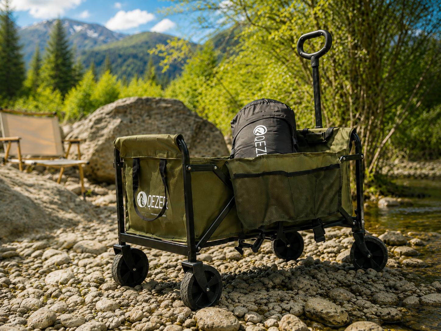QEZER foldable camping wagon for outdoor camping and travel