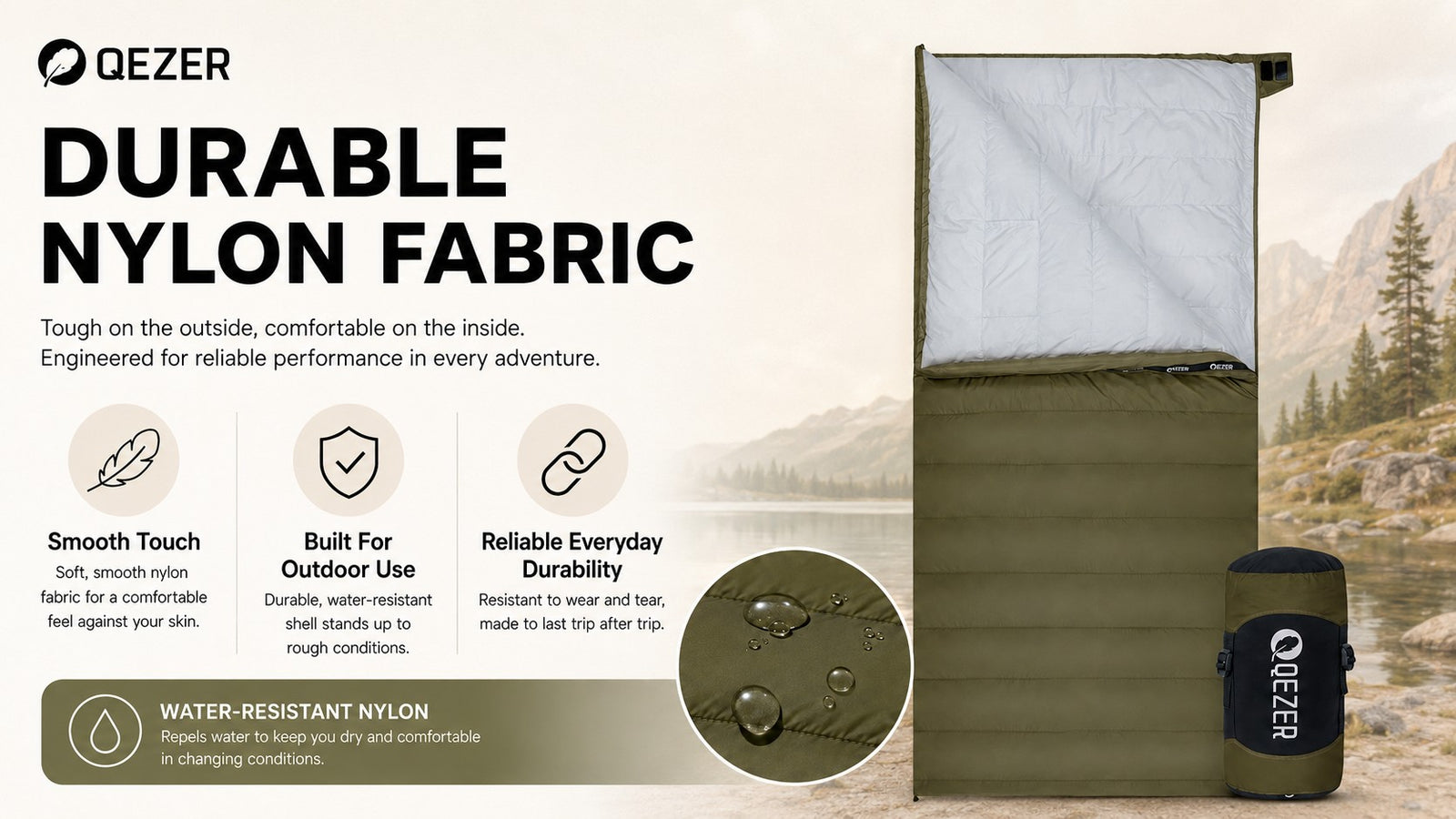 QEZER Rectangular Down Sleeping Bag &amp; Camping Blanket detail image 1