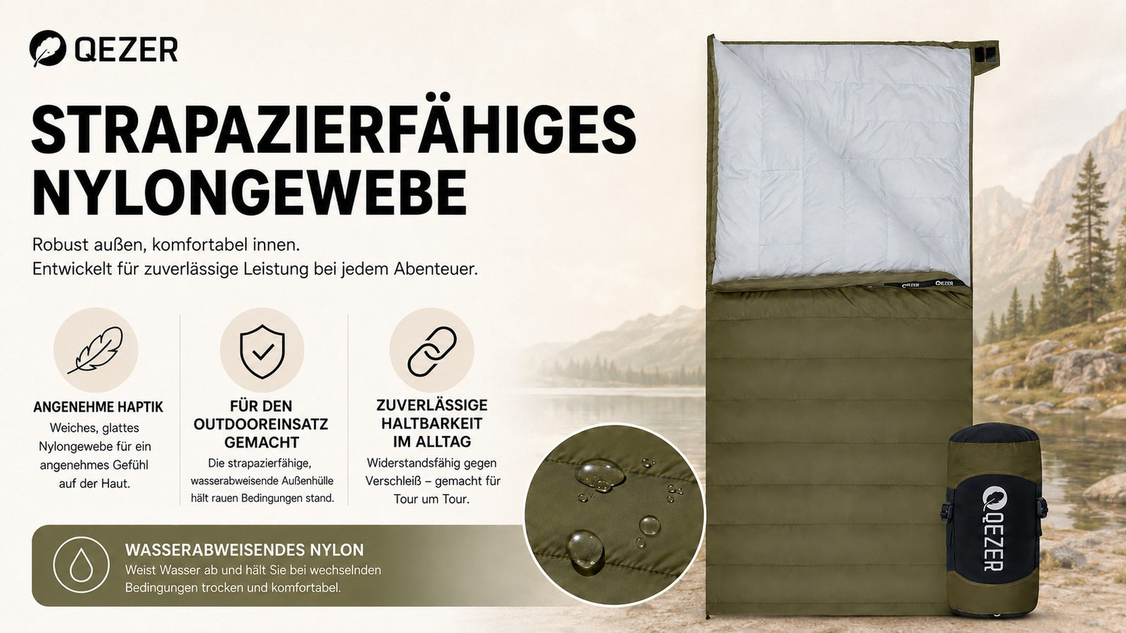QEZER Rechteckiger Daunenschlafsack | 2-in-1 Camping-Schlafsack Campingdecke