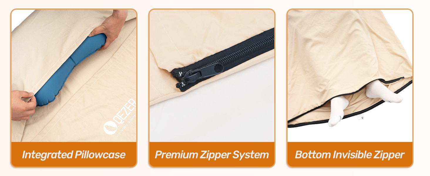 QEZER Ultralight Sleeping Bag Liner for Camping &amp; Travel detail image 2