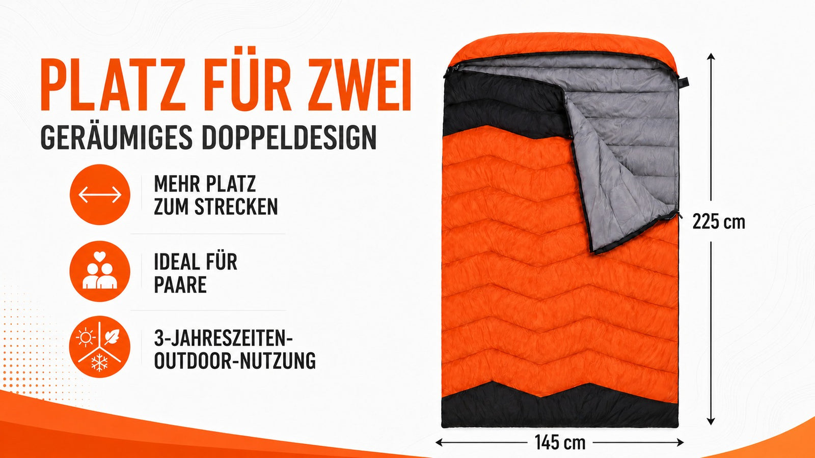 QEZER QDE-DB900 Double Down Schlafsack | 2-Personen-Daunen-Camping-Schlafsack