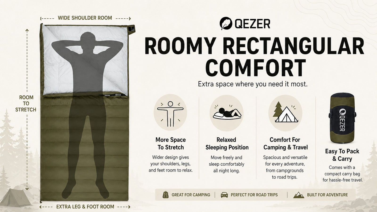 QEZER Rectangular Down Sleeping Bag &amp; Camping Blanket detail image 2