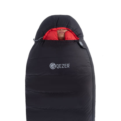 QEZER 650FP Four-Season Mummy Down Sleeping Bag for Outdoor Camping, Hiking,Backpacking - 03-3