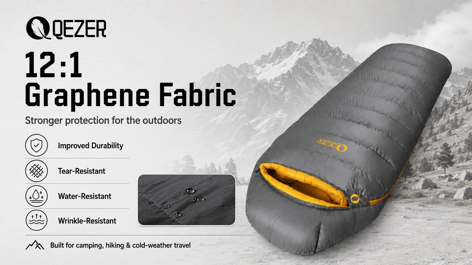 QEZER 620FP Graphene Rectangular Down Sleeping Bag