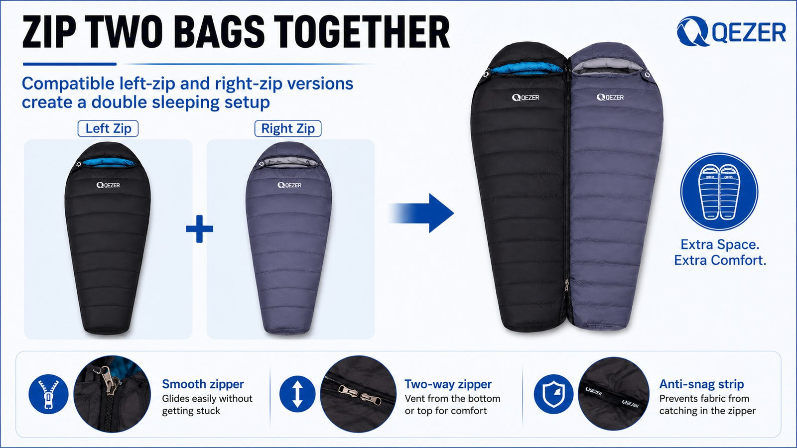 QEZER 600FP Mummy Down Sleeping Bag for Outdoor Camping &amp; Backpacking detail image 4