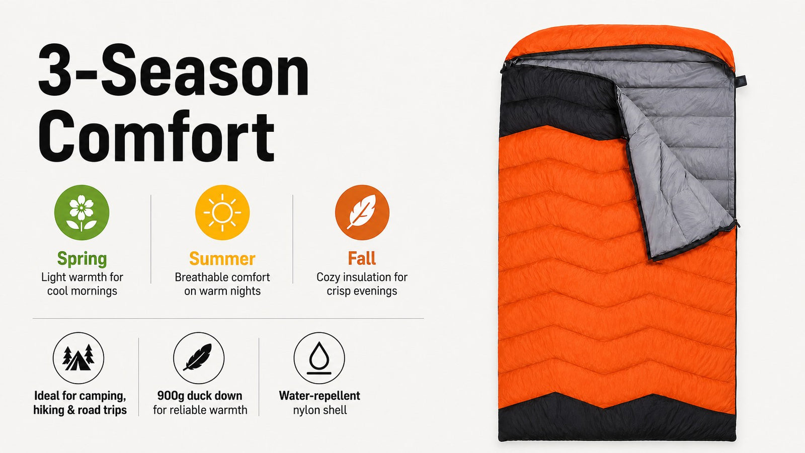 QEZER Double Down Sleeping Bag for Two-Person Camping detail image 5