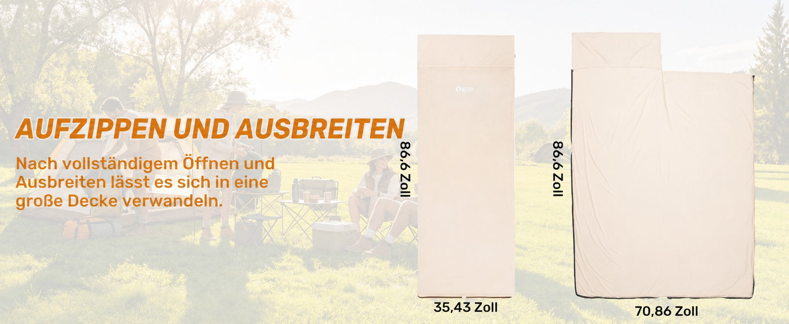 QEZER Ultraleichter Schlafsack-Inlett | Reise-Schlafsack für Camping & Trekking