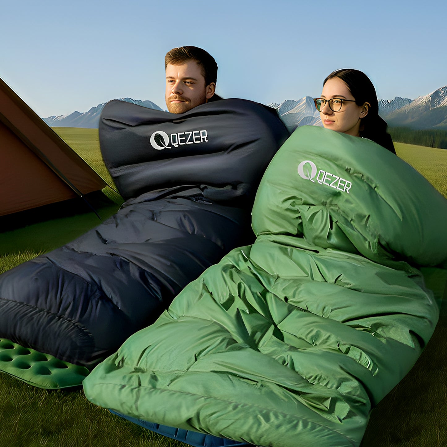 QEZER XL Down Sleeping Bag | Oversized 600FP Duck Down Camping Sleeping Bag