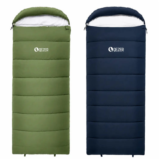 QEZER Lightweight Envelope Polyester Sleeping Bag for Summer Camping