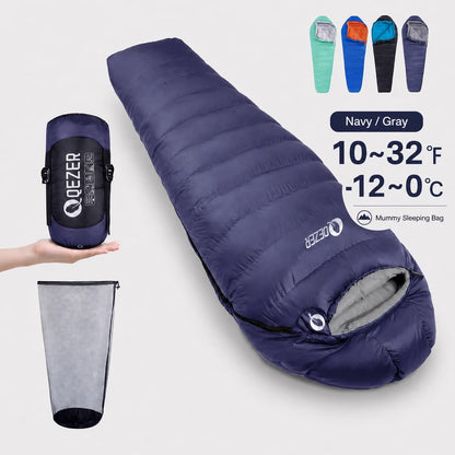 QEZER 600FP Mummy Down Sleeping Bag for Outdoor Camping & Backpacking