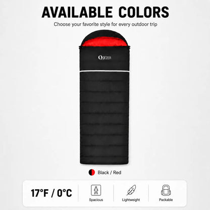 QEZER Rectangular Down Sleeping Bag | Multi-Temperature Camping Backpacking Sleeping Bag