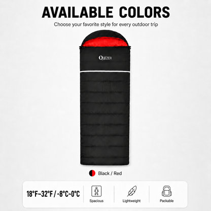QEZER Rectangular Down Sleeping Bag for Camping & Travel