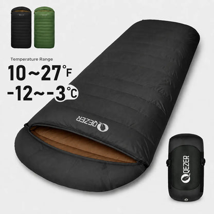 QEZER XL Down Sleeping Bag for Roomy Camping Comfort