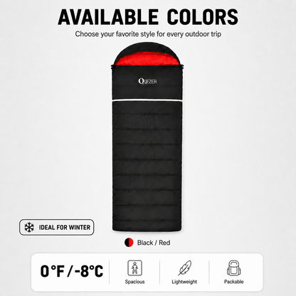 QEZER Rectangular Down Sleeping Bag for Camping & Travel