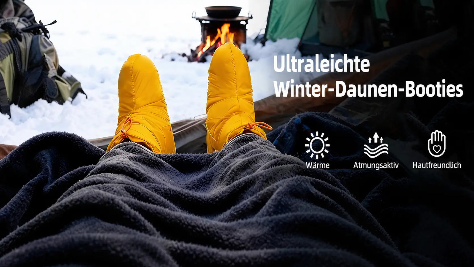 QEZER Daunenstiefel | Warme Camping-Fußwärmer für Herren und Damen