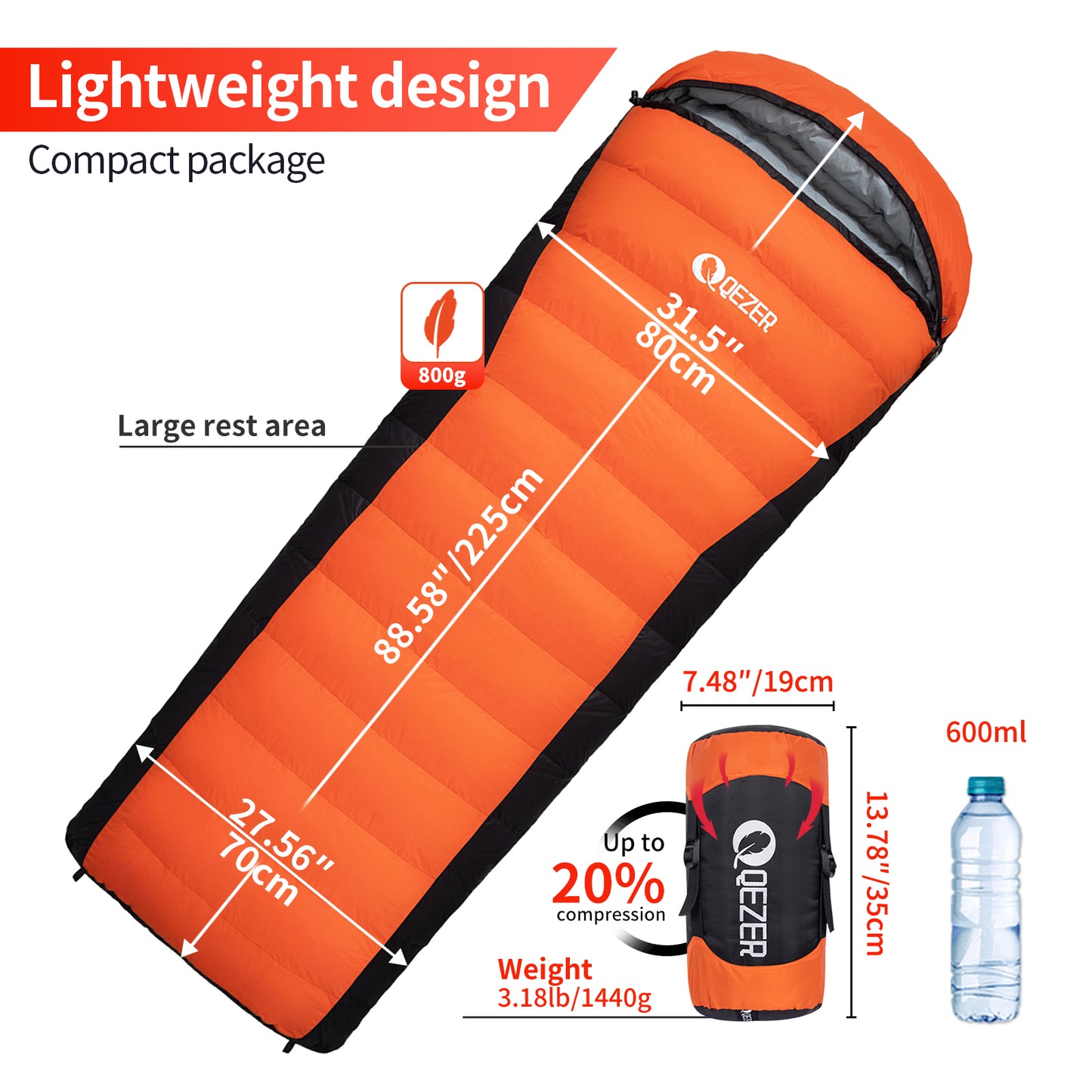 Rectangular Sleeping Bag 7°C to -2°C(QDE-P800)