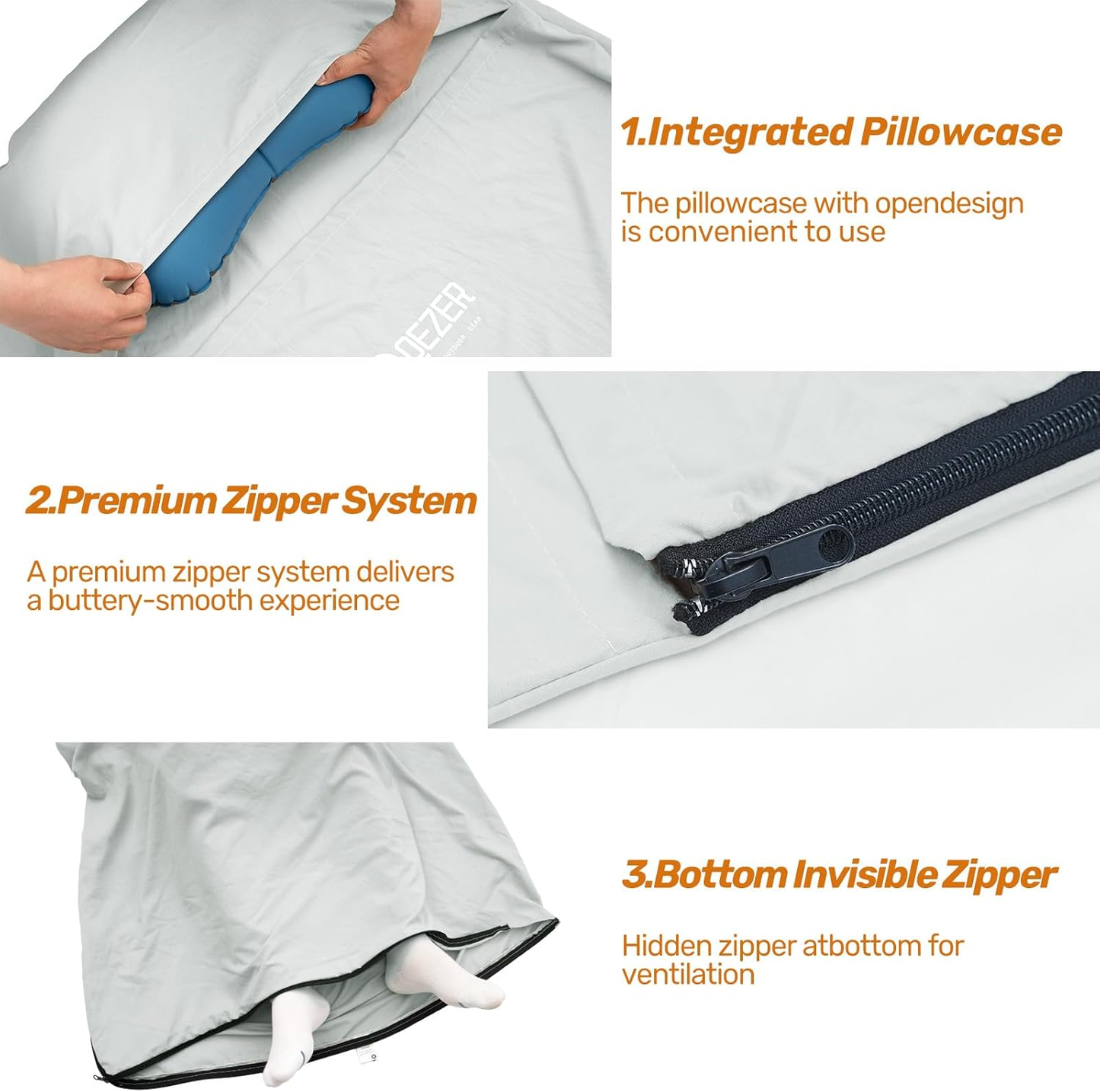 QEZER Ultralight Sleeping Bag Liner | Travel Sleep Sack for Camping &amp; Backpacking