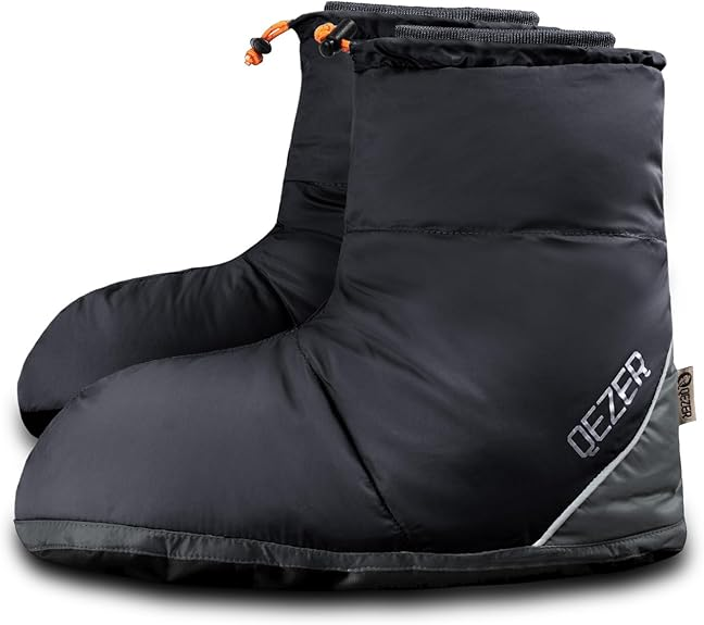 QEZER Down Booties | Warm Camping Foot Warmers for Men and Women