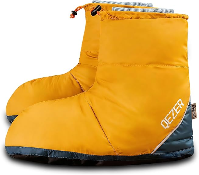 QEZER Down Booties | Warm Camping Foot Warmers for Men and Women