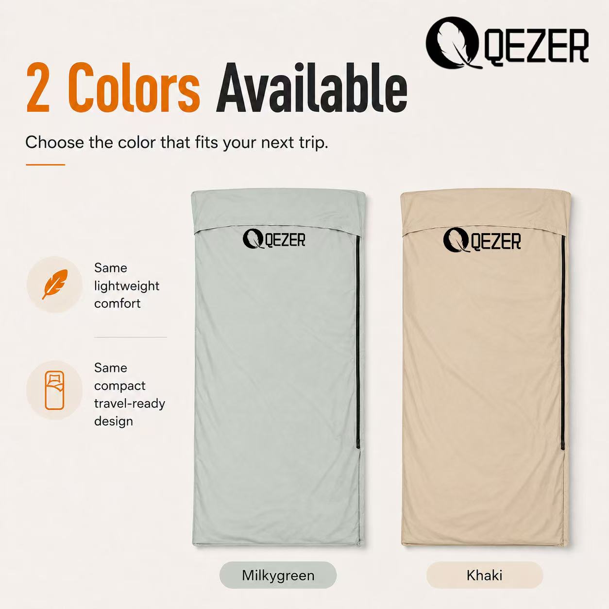 QEZER Ultralight Sleeping Bag Liner | Travel Sleep Sack for Camping &amp; Backpacking