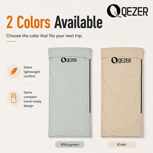 QEZER Ultralight Sleeping Bag Liner | Travel Sleep Sack for Camping &amp; Backpacking