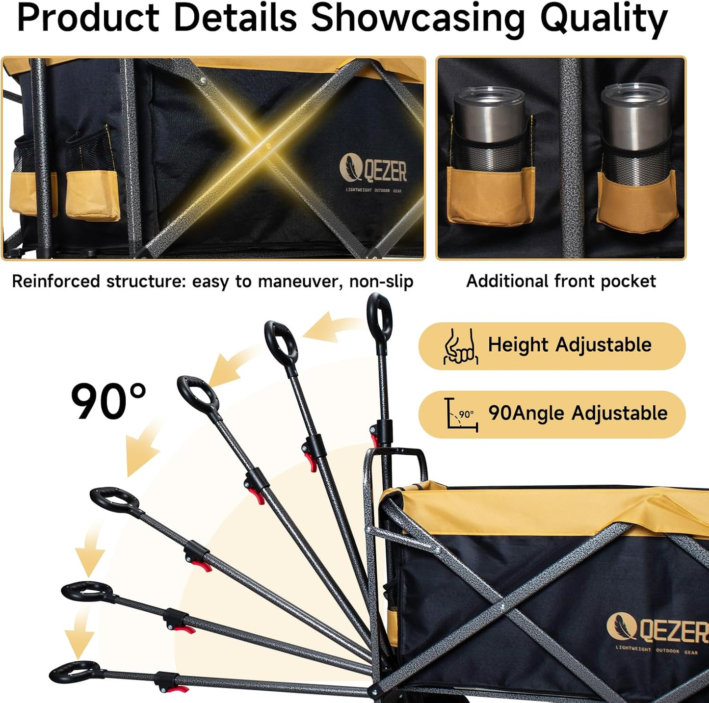 QEZER 250L Collapsible Folding Wagon with Tailgate & Brake