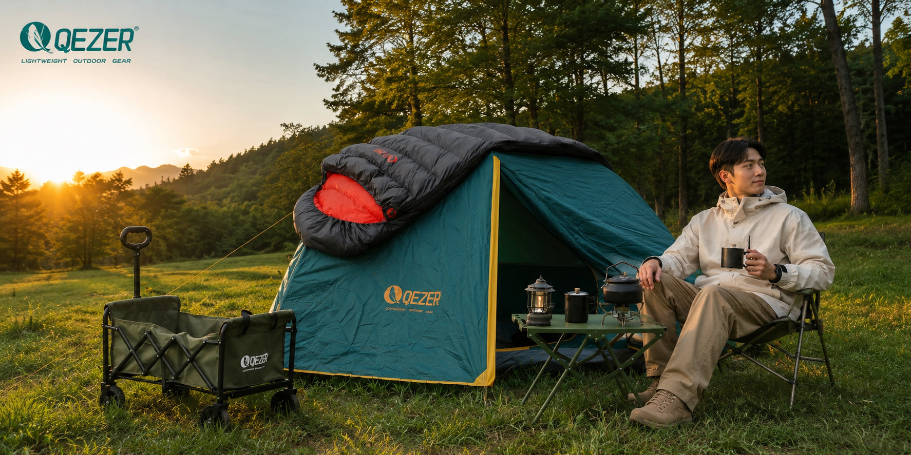 QEZER outdoor camping gear in use