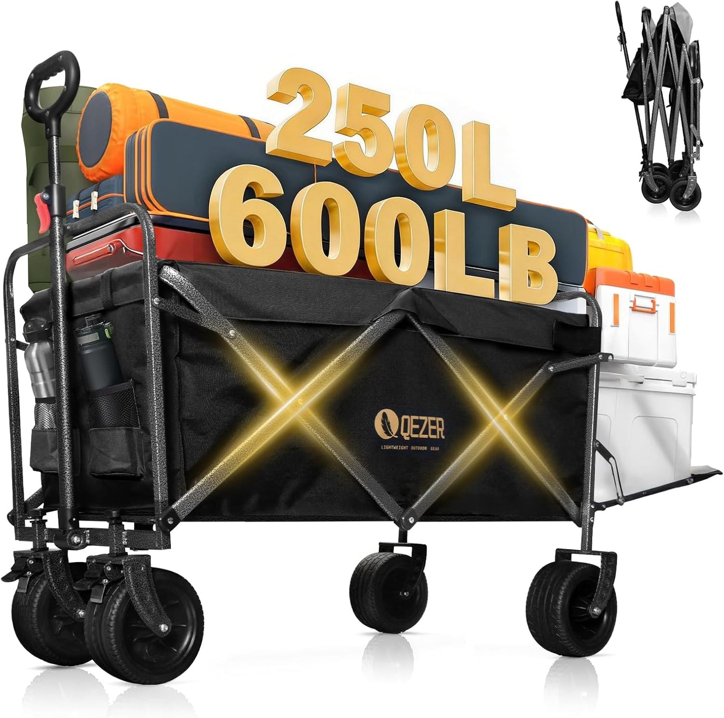 250L Collapsible Folding Wagon with Tailgate & Brake