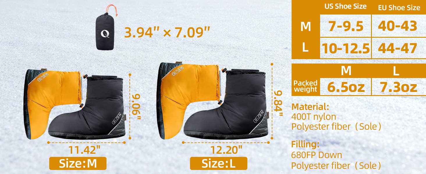 QEZER Down Booties for Camping &amp; Cold Nights detail image 3