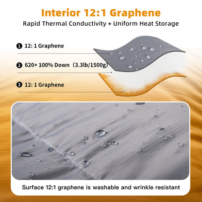 QEZER 620FP Graphene Down Sleeping Bag | Cold Weather Camping Sleeping Bag
