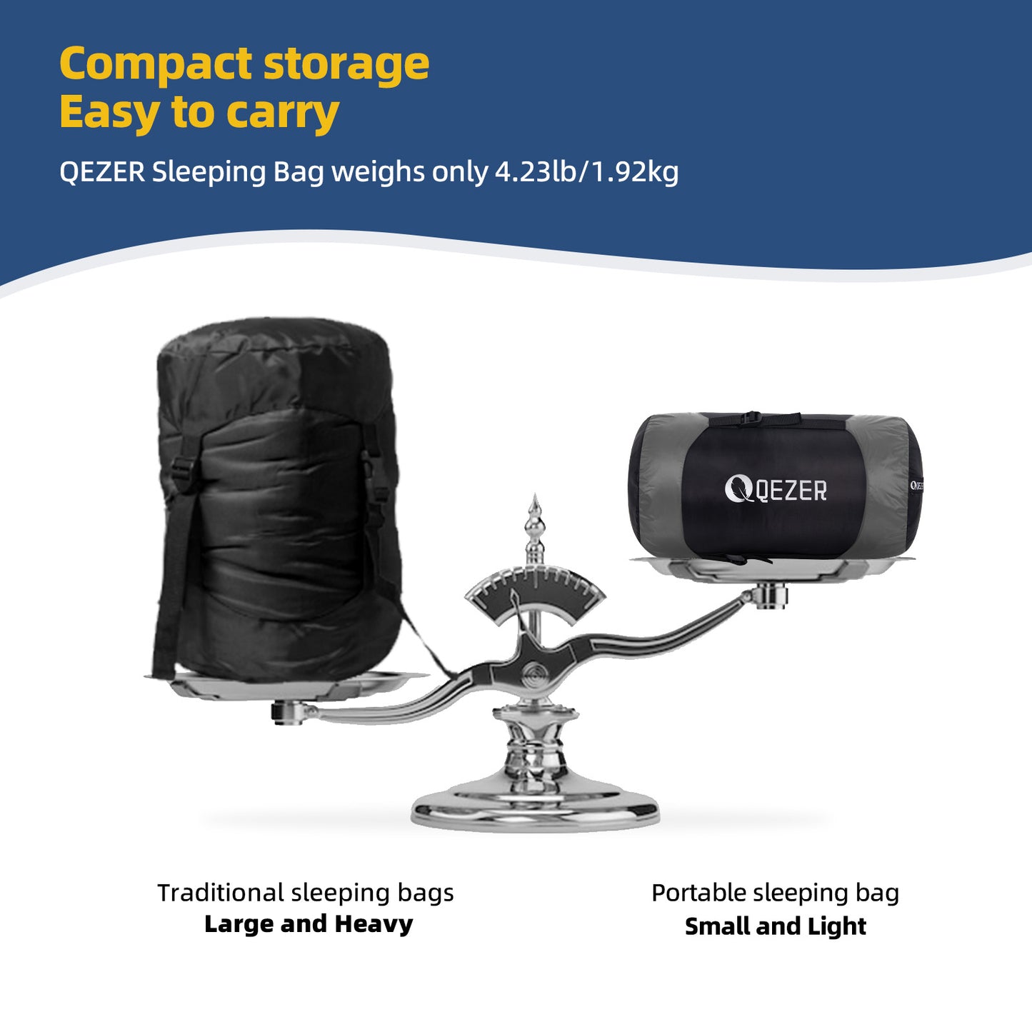 QEZER 620FP Graphene Down Sleeping Bag | Cold Weather Camping Sleeping Bag