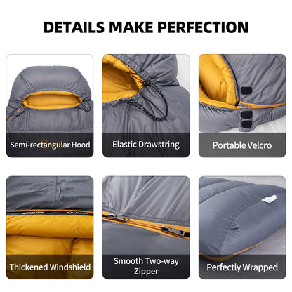 QEZER 620FP Graphene Down Sleeping Bag | Cold Weather Camping Sleeping Bag
