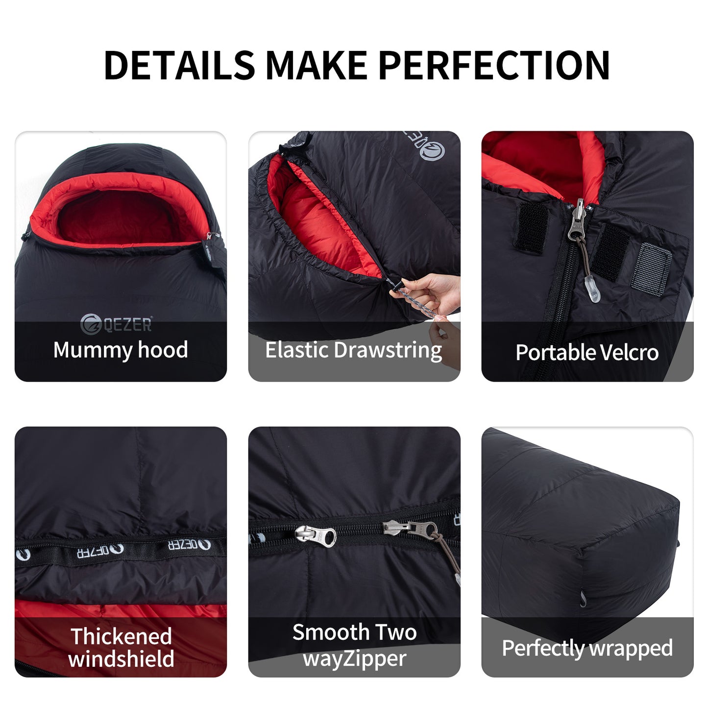 QEZER Winter Down Sleeping Bag 650FP -30℃ (QDM-1800H)