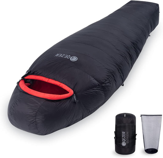 QEZER Sac de Couchage Adulte,Sac de Couchage en Duvet, 650 FP Pouvoir gonflant, Ultra-léger et Portable, 8℃ à -30℃, 4 Saisons, idéal pour Camping et randonnée QEZER Sac de Couchage Adulte,Sac de Couchage en Duvet, 650 FP Pouvoir gonflant, Ultra-léger et Portable, 8℃ à -30℃, 4 Saisons, idéal pour Camping et randonnée