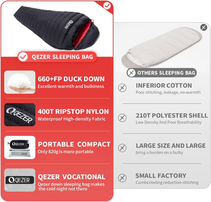 QEZER Mumien Daunenschlafsack(QDM-M500H)