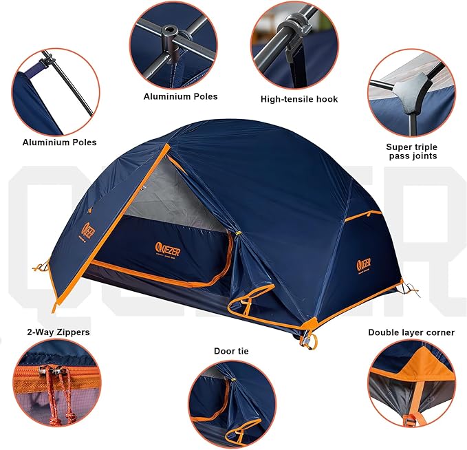 camping tent waterproof QEZER Camping Tent 1/2 Person Waterproof Backpacking Tent for Camping, – Qezer Outdoor