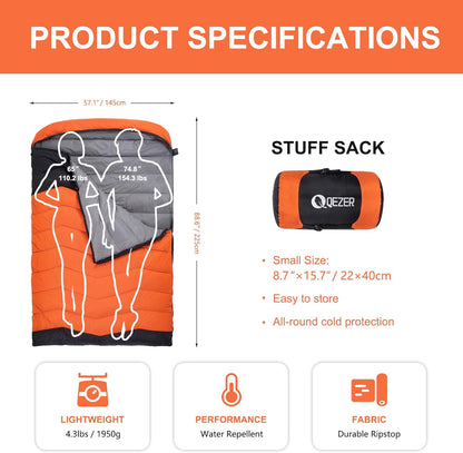 QEZER Double Sleeping Bag（QDE-DP900）