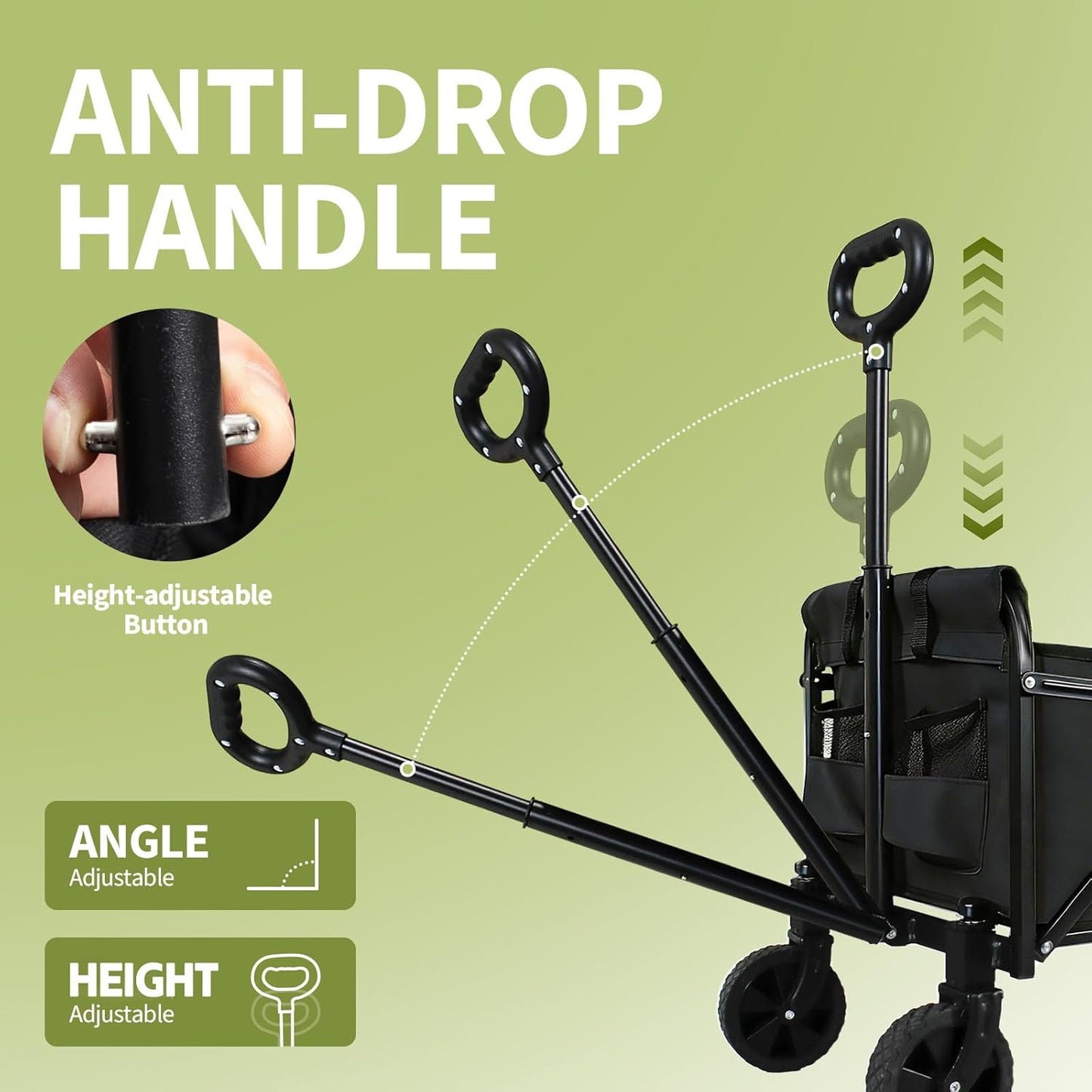 QEZER 120L Collapsible Folding Wagon Cart with All-Terrain Wheels