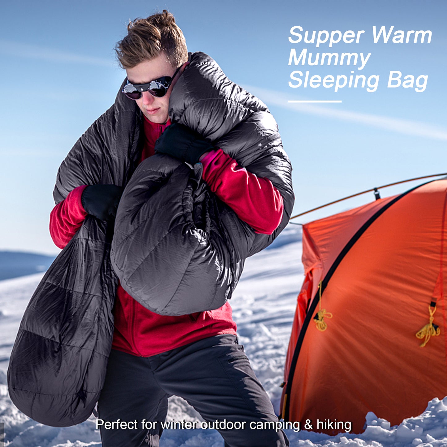 QEZER 0 Degree Sleeping Bag for Adults 660 Fill Power Down Sleeping Bag for Cold Weather -8°F / 0°F / 10°F Large Lightweight Sleeping Bag