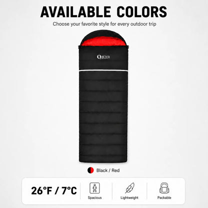 QEZER Rectangular Down Sleeping Bag | Multi-Temperature Camping Backpacking Sleeping Bag