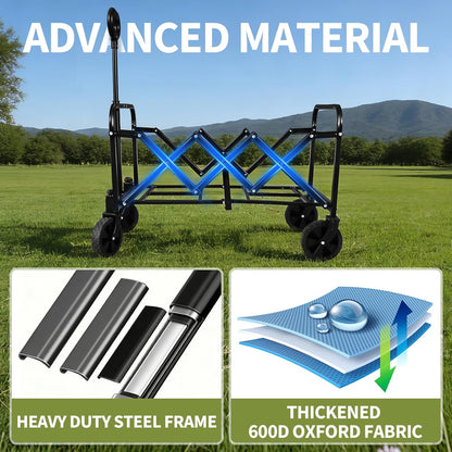 QEZER 120L Collapsible Folding Wagon Cart with All-Terrain Wheels