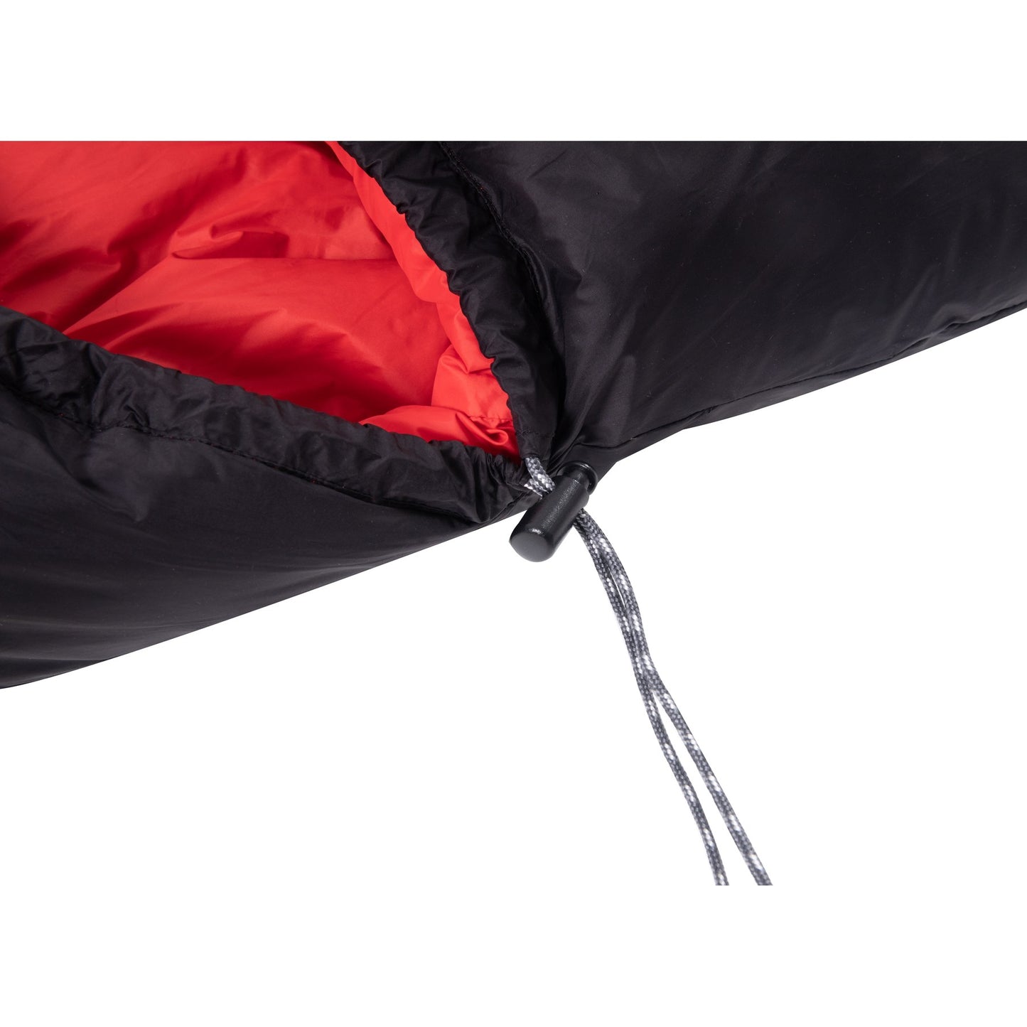 Adjustable hood drawcord and cord lock on QEZER winter mummy sleeping bag