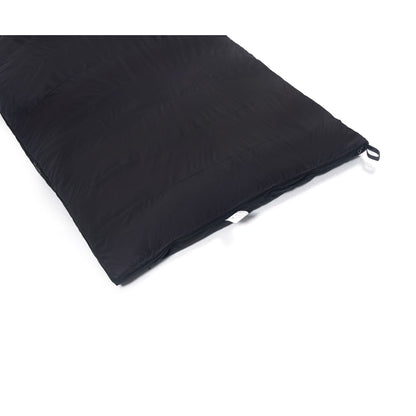 Black outer shell and foot-end zipper on QEZER rectangular down sleeping bag