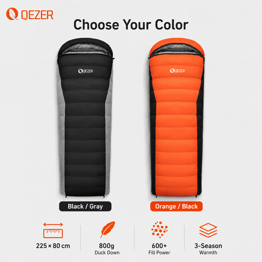 Rectangular Down Sleeping Bag 7°C to -2°C(QDE-P800)